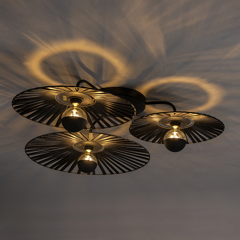Rustic Ceiling Light Black 3-Light - Leia