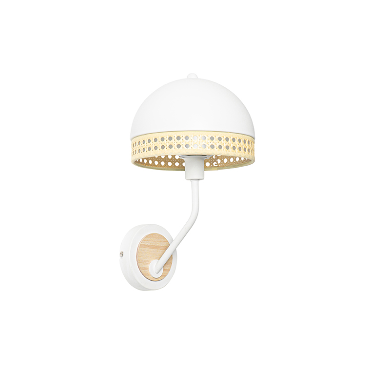 Oriental wall lamp white with rattan 20 cm - Magna Rattan