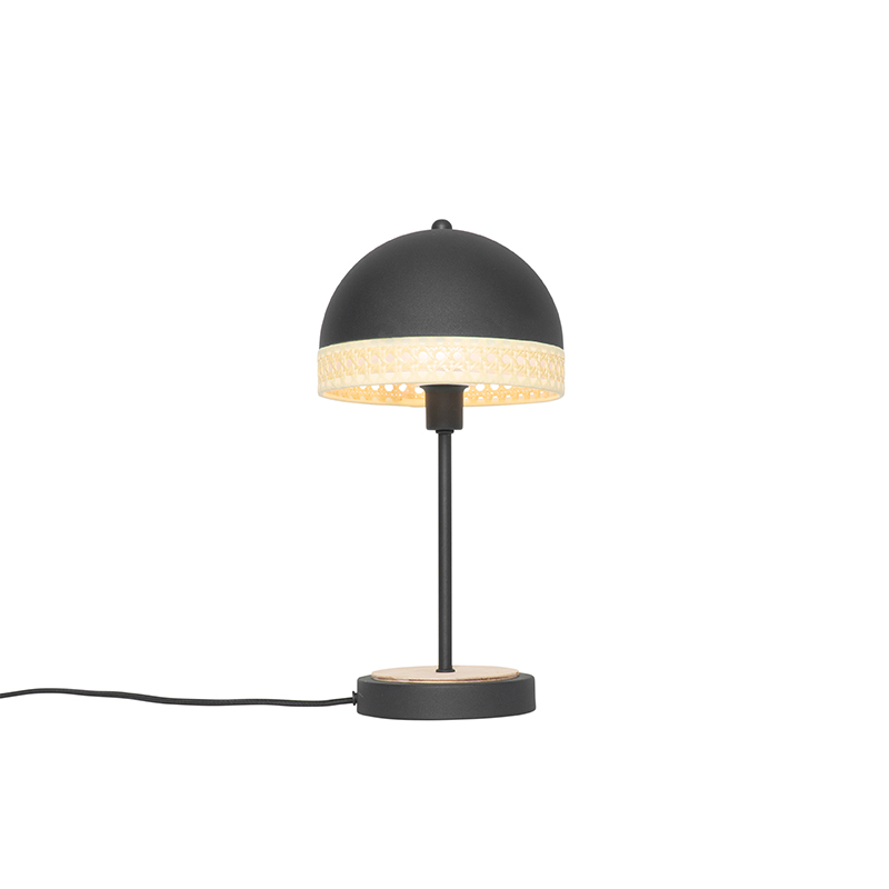 Keleti asztali lámpa fekete rattan 20 cm - Magna Rattan