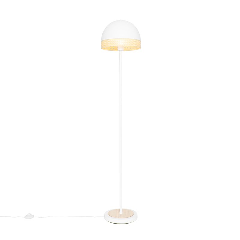 Orientálna stojaca lampa biela s ratanom 30 cm - Magna Rattan