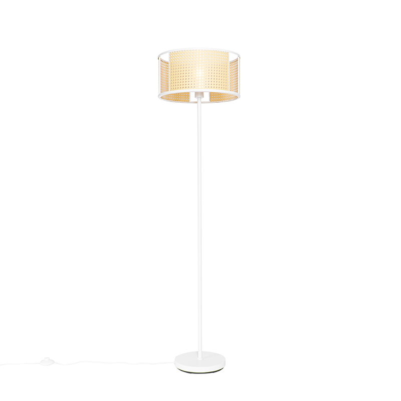 Lampada da terra orientale bianca con rattan 40 cm - Akira