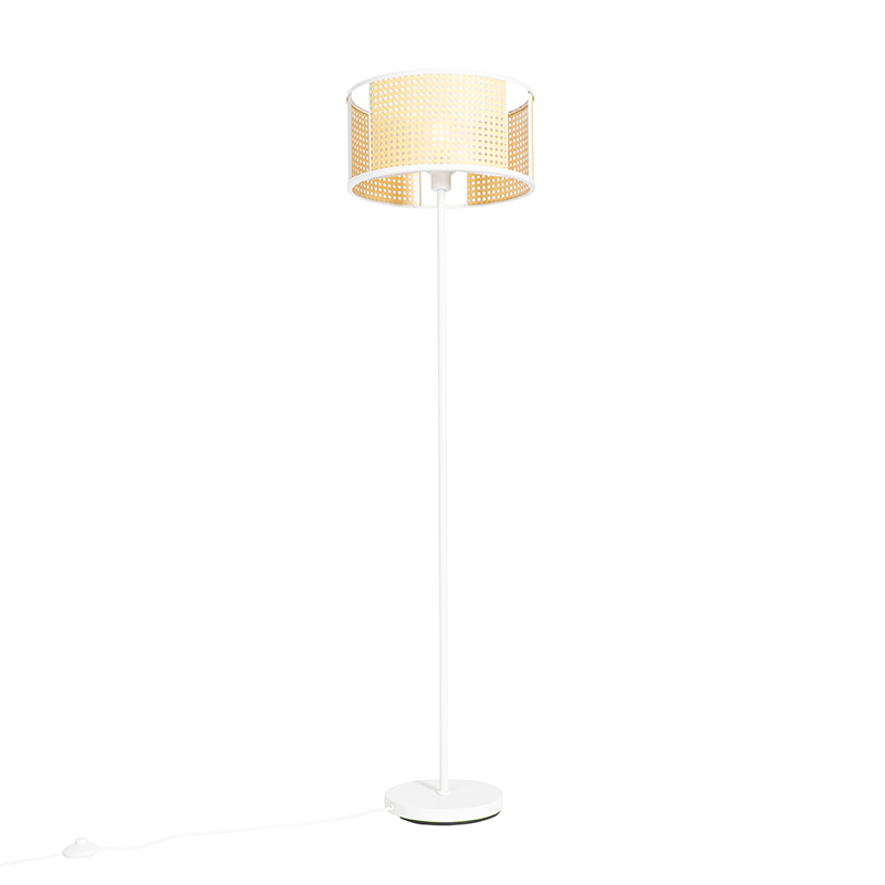 Lampada da terra orientale bianca con rattan 40 cm - Akira