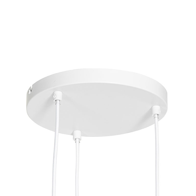 Oriental Pendant Light White with Rattan 3-Light Round - Akira