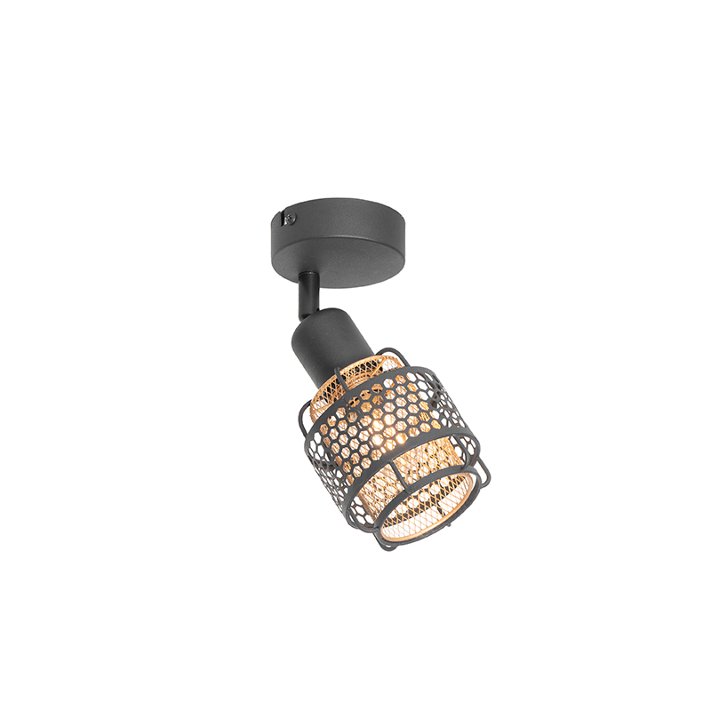 Dizajnové stropné svietidlo čierna so zlatou - Noud