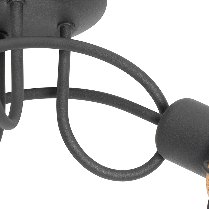 Plafonnier design noir avec or 3 lumières - Noud