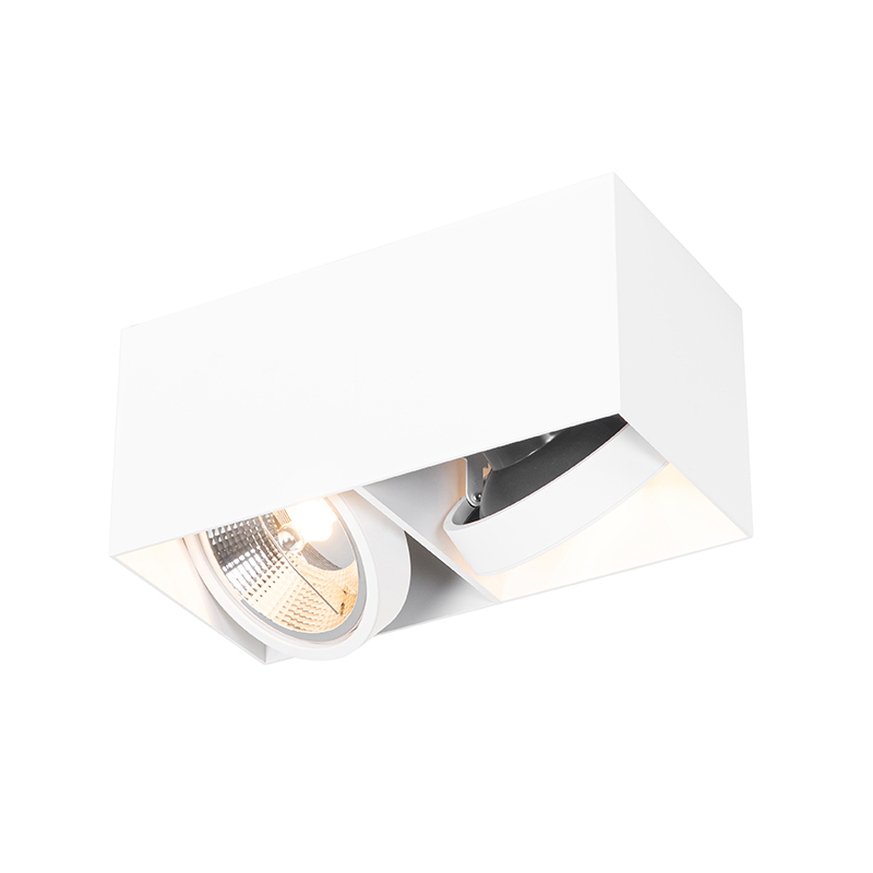 Image of Faretto design bianco rettangolare AR111 2 luci - BOX