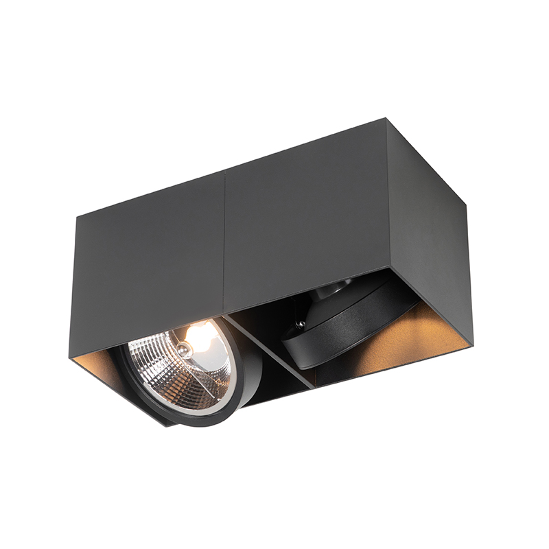 Design spot cinza escuro retangular AR111 2-luz - Caixa