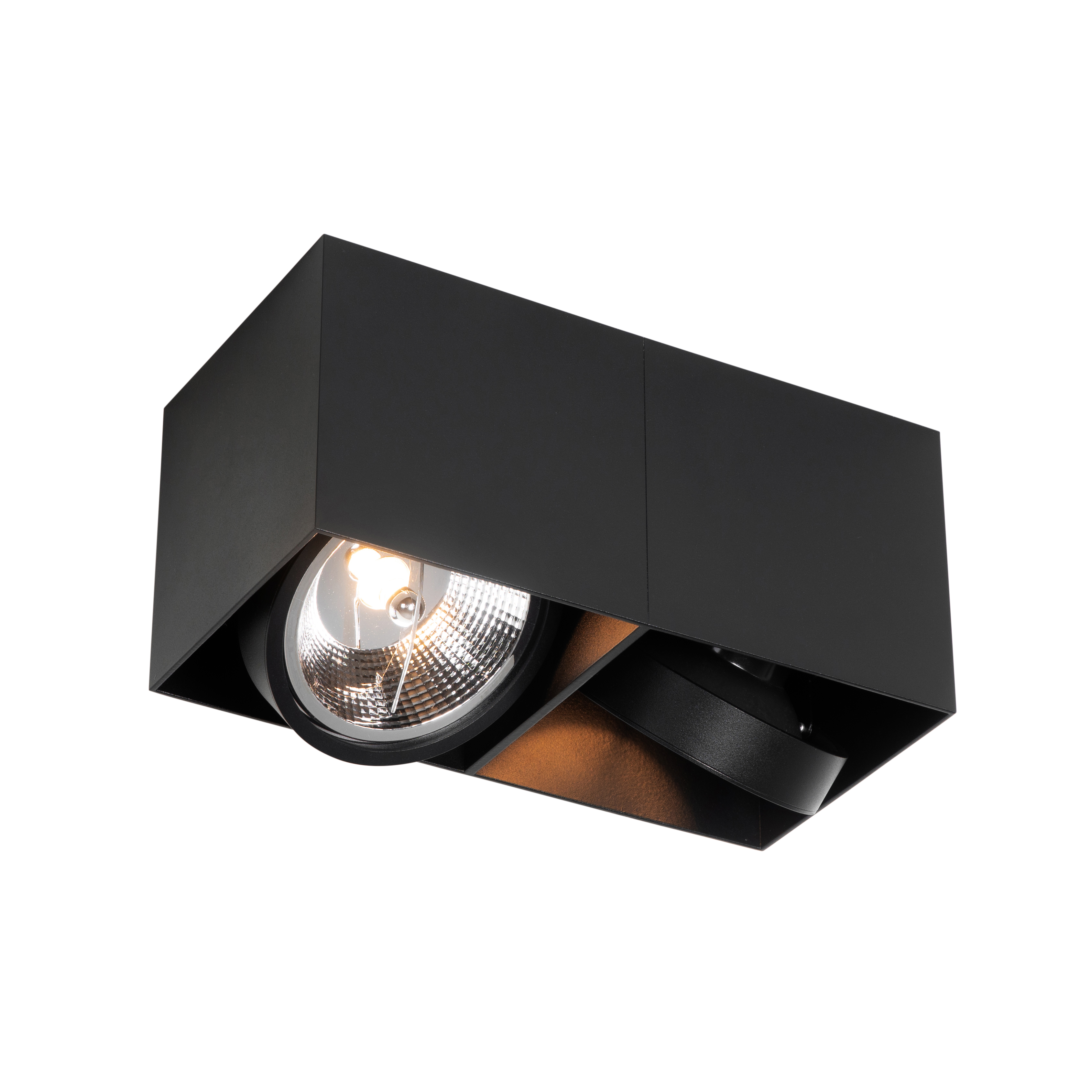 spot design noir rectangulaire ar111 2 lumières - box