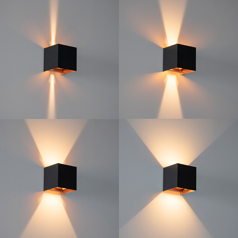 applique d'extérieur noir avec or avec led 2 lumières ip54 - edwin