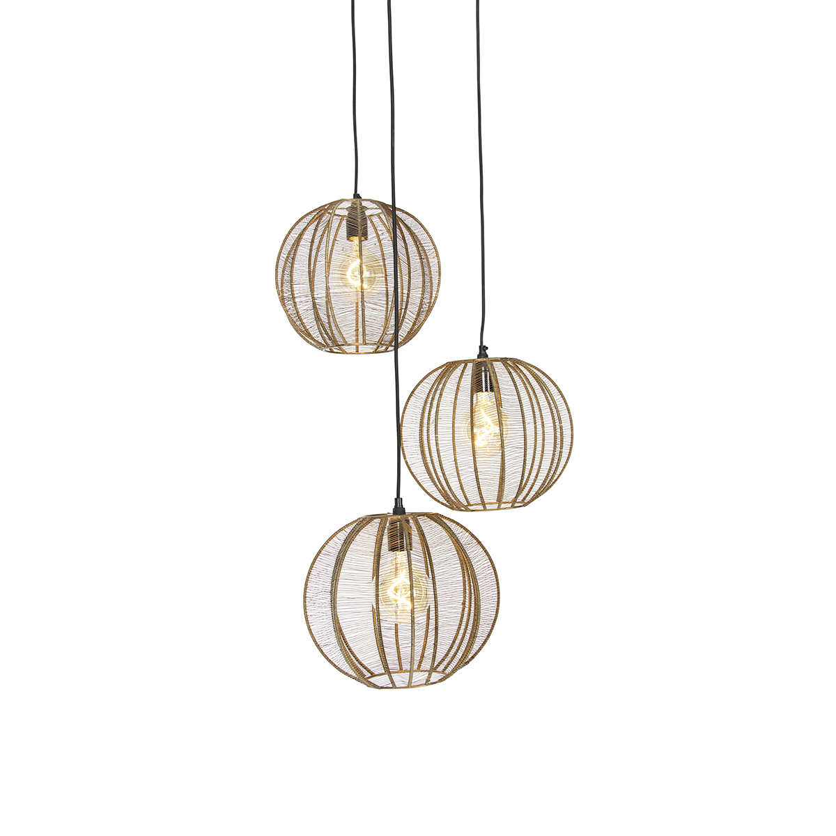 suspension industrielle bronze avec rond noir 3 lumières - dong