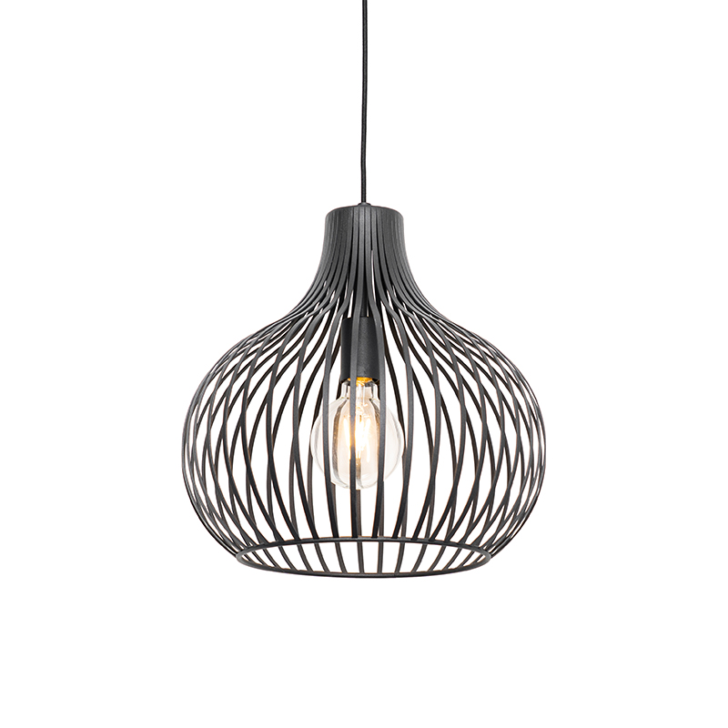 Moderné závesné svietidlo čierne 38 cm - Saffira