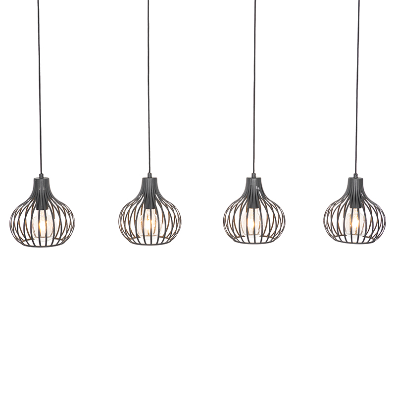 Suspension moderne noire 4 lumières - Saffira