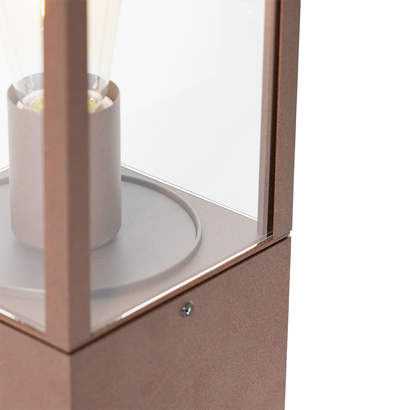 QAZQA Charlois - Lampe Sur Pied Extérieur Industriel - 1 Lumière - L 14 Cm - Brun Rouille - Rustique - Éclairage Extérieur 10 Lampe d'extérieur industrielle sur pied brun rouille 40 cm IP44 - Charlois