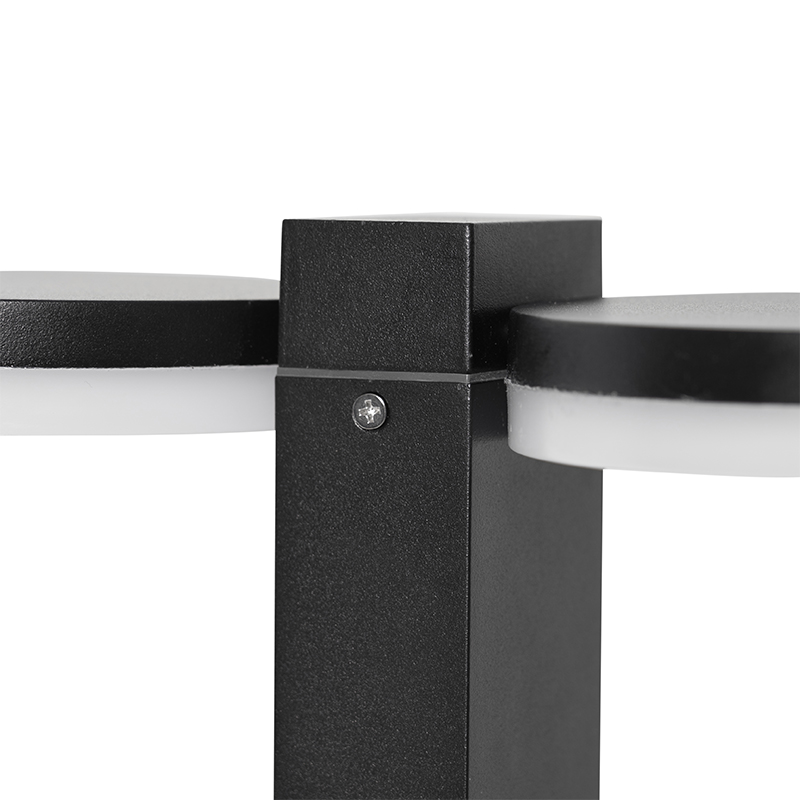 QAZQA Palo Da Giardino Esmee - Moderno - Alluminio - Nero - Oblungo (non Sostituibile) LED Max. 2 X 12 Watt 9 Lampada da esterno in piedi nera 80 cm con LED a 2 luci IP44 - Esmee