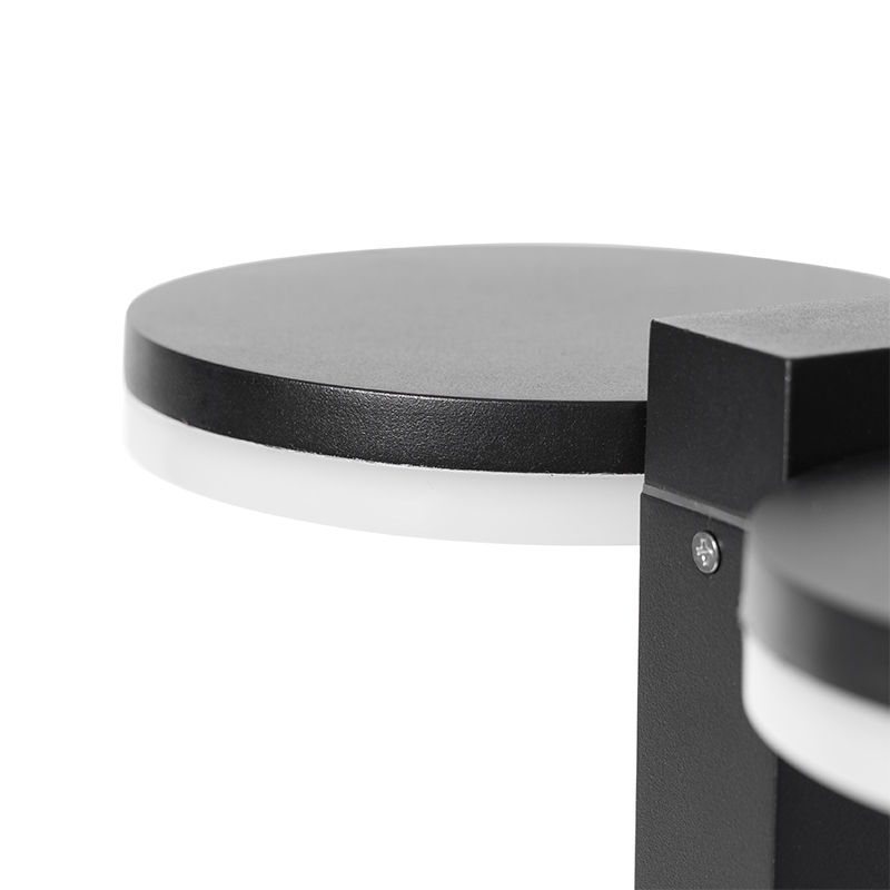 QAZQA Palo Da Giardino Esmee - Moderno - Alluminio - Nero - Oblungo (non Sostituibile) LED Max. 2 X 12 Watt 10 Lampada da esterno in piedi nera 80 cm con LED a 2 luci IP44 - Esmee