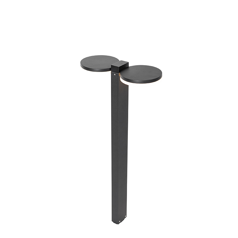 QAZQA Palo Da Giardino Esmee - Moderno - Alluminio - Nero - Oblungo (non Sostituibile) LED Max. 2 X 12 Watt 13 Lampada da esterno in piedi nera 80 cm con LED a 2 luci IP44 - Esmee