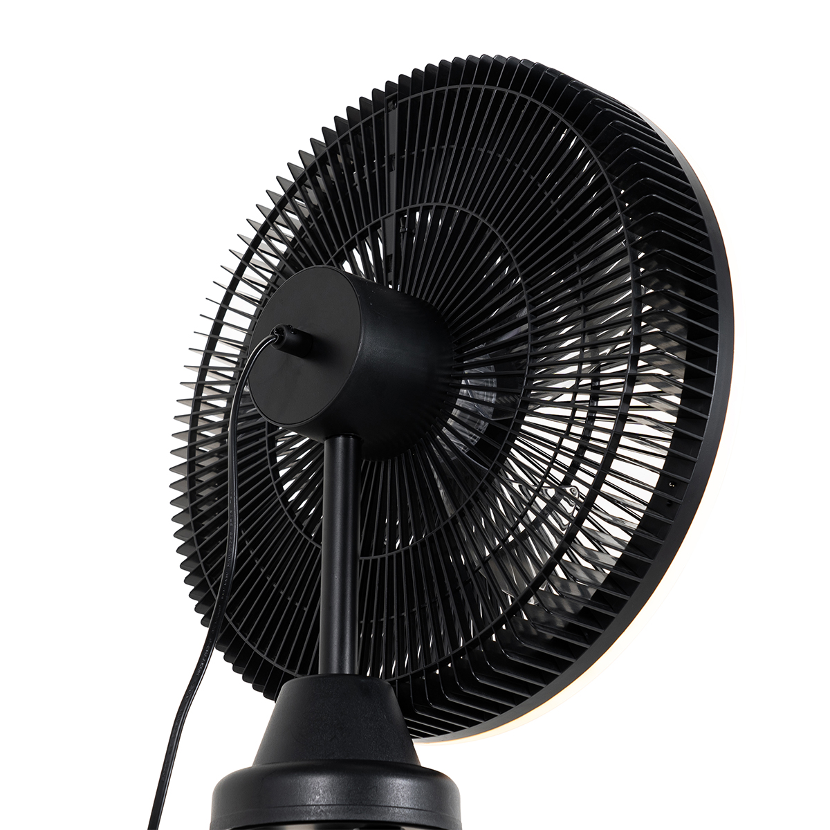 ventilateur de sol trépied noir avec led dimmable en 3 étapes - meric