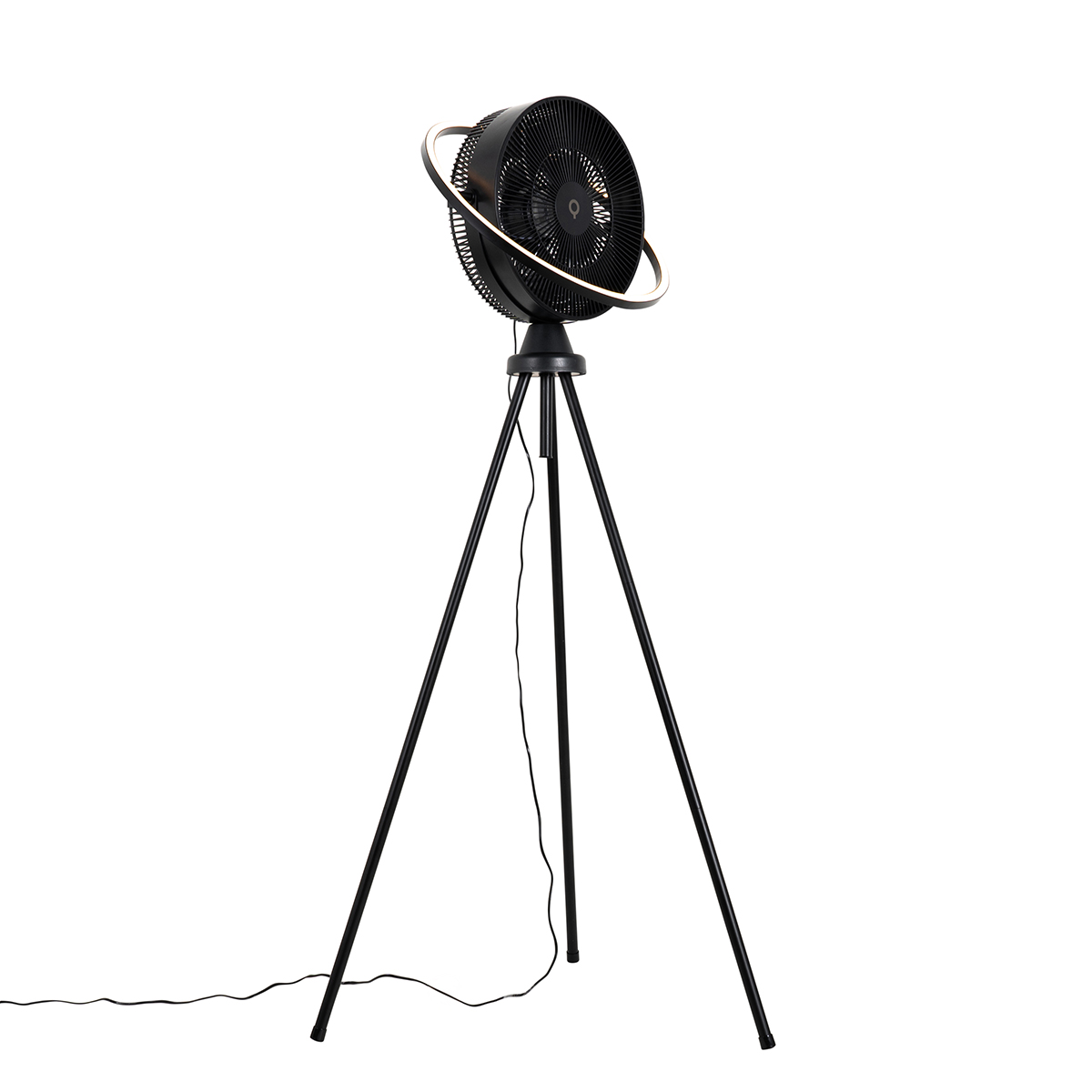 Podlahový ventilátorový statív čierny vrátane LED 3-stupňovo stmievateľný - Marleen