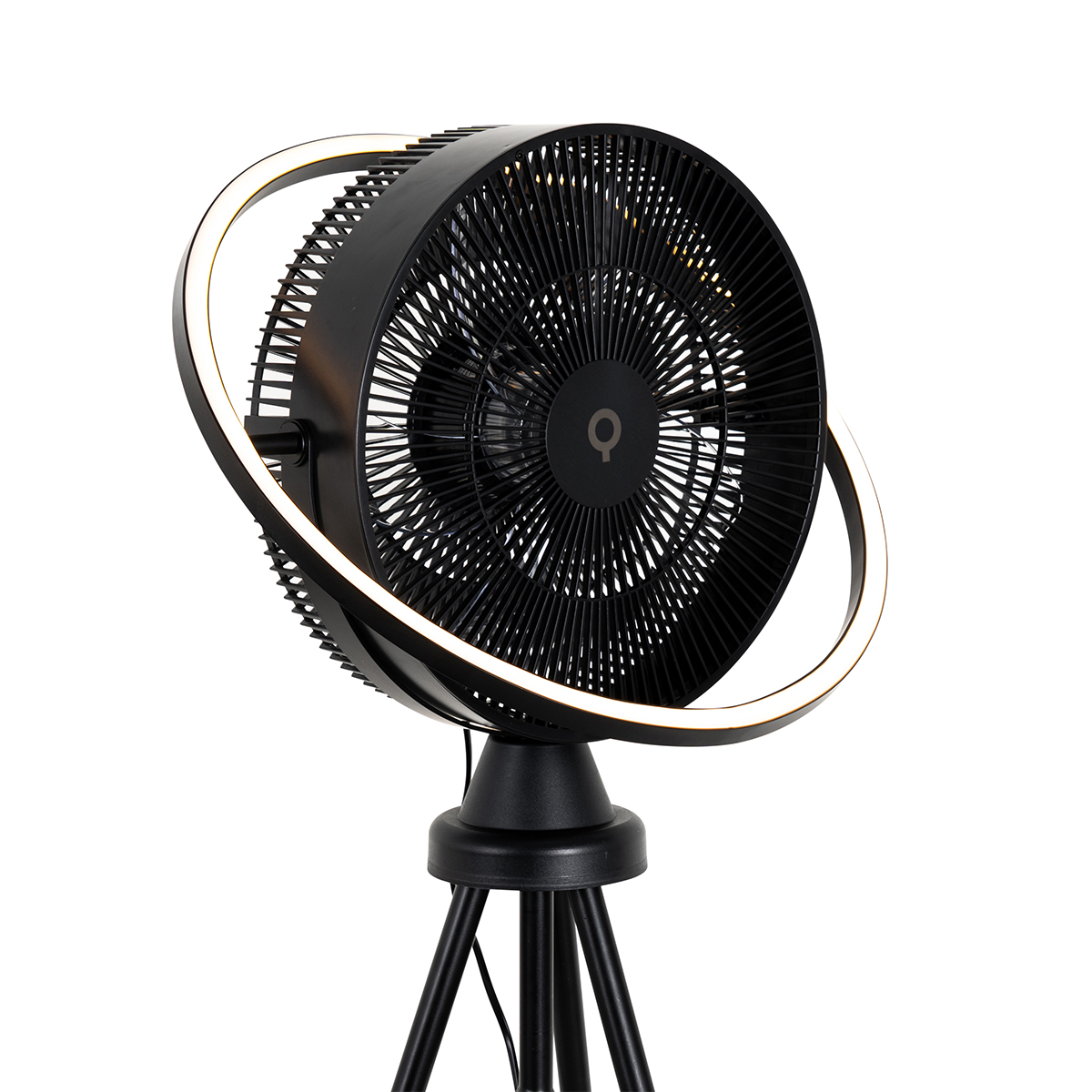 ventilateur de sol trépied noir avec led réglable en 3 positions - marleen