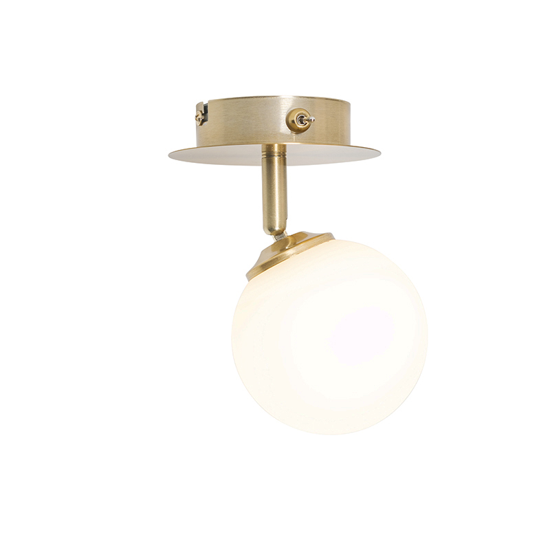 Foco moderno dorado con cristal opalino con interruptor - Athens