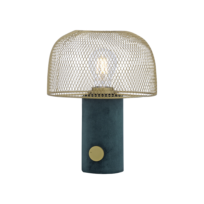 Design bordslampa grön med guld och dimmer - Gomba