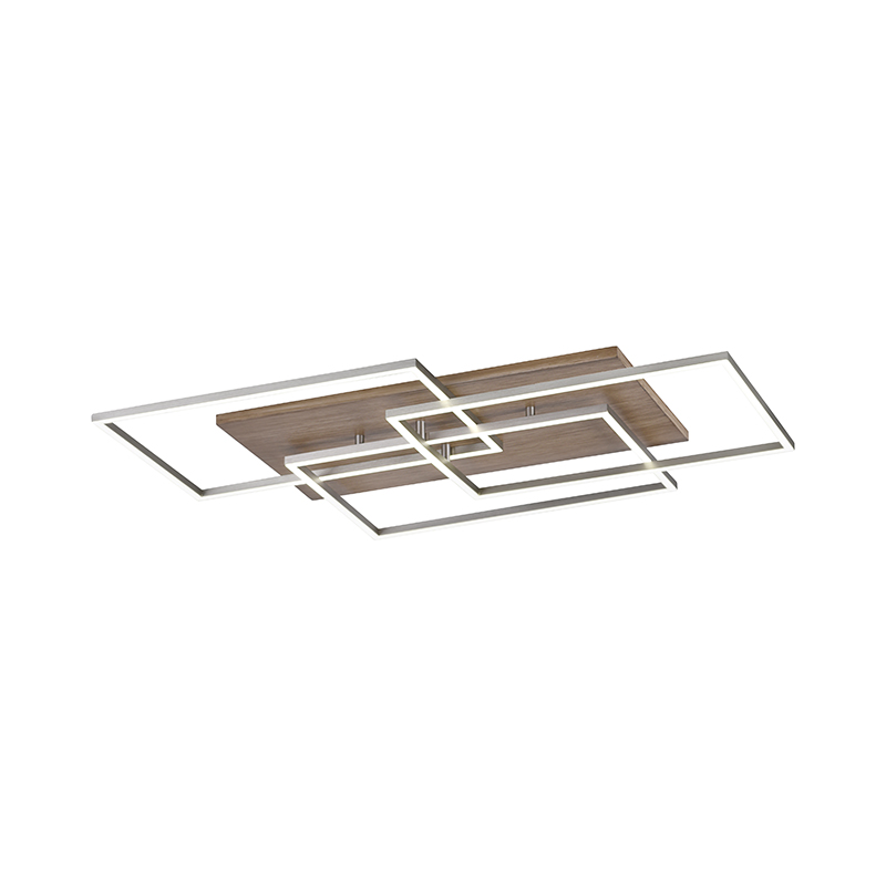 E-shop Stropné svietidlo drevené štvorcové vrátane LED 3 svetiel s diaľkovým ovládaním - Ajdin