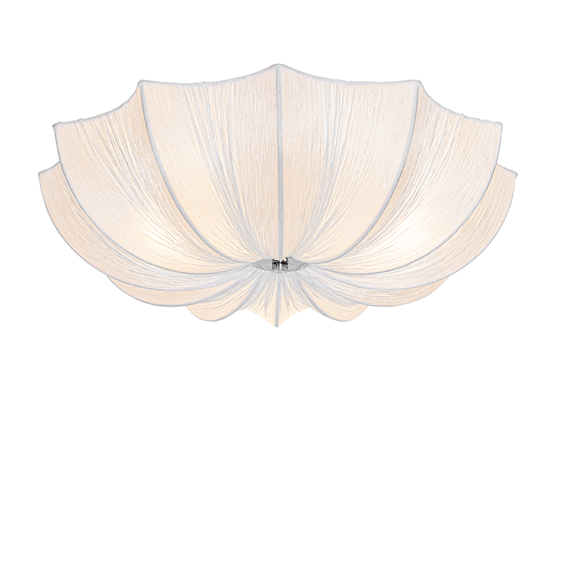 Design mennyezeti lámpa fehér selyem 52 cm 3-fényes - Plu