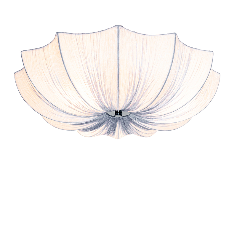 Design ceiling lamp gray silk 52 cm 3-light - Plu