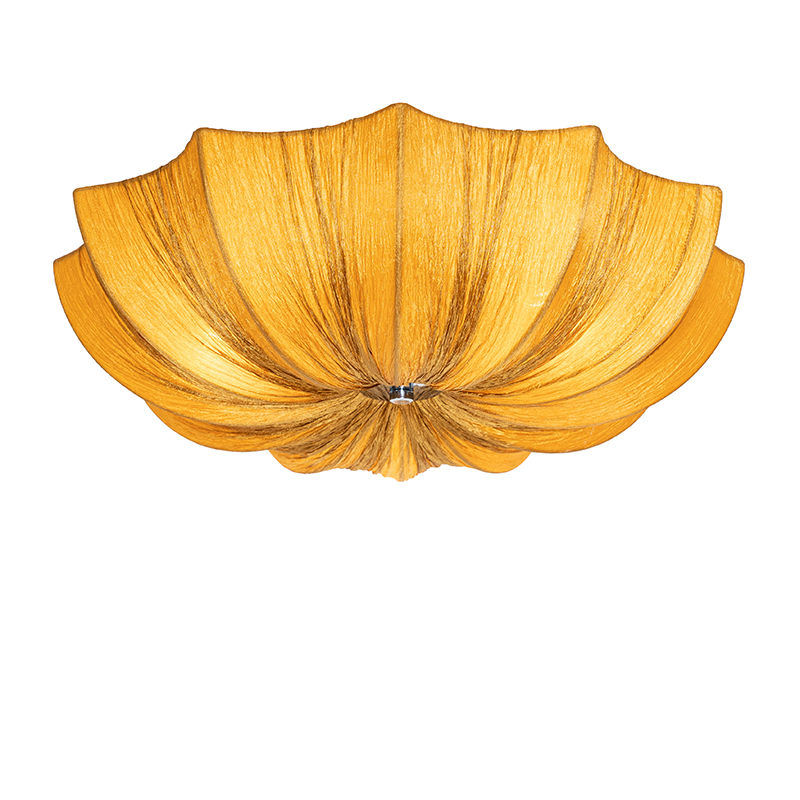 Dizajnové stropné svietidlo zlaté hodváb 52 cm 3-svetlá - Plu