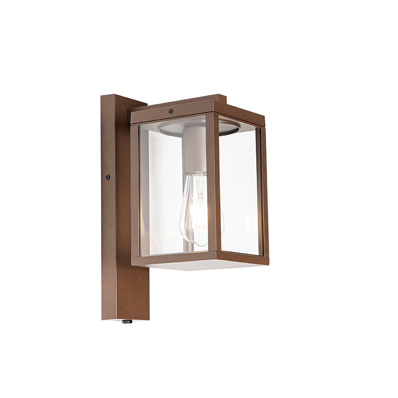Vonkajšie nástenné svietidlo hrdzavohnedé so senzorom svetlo-tma IP44 - Charlois