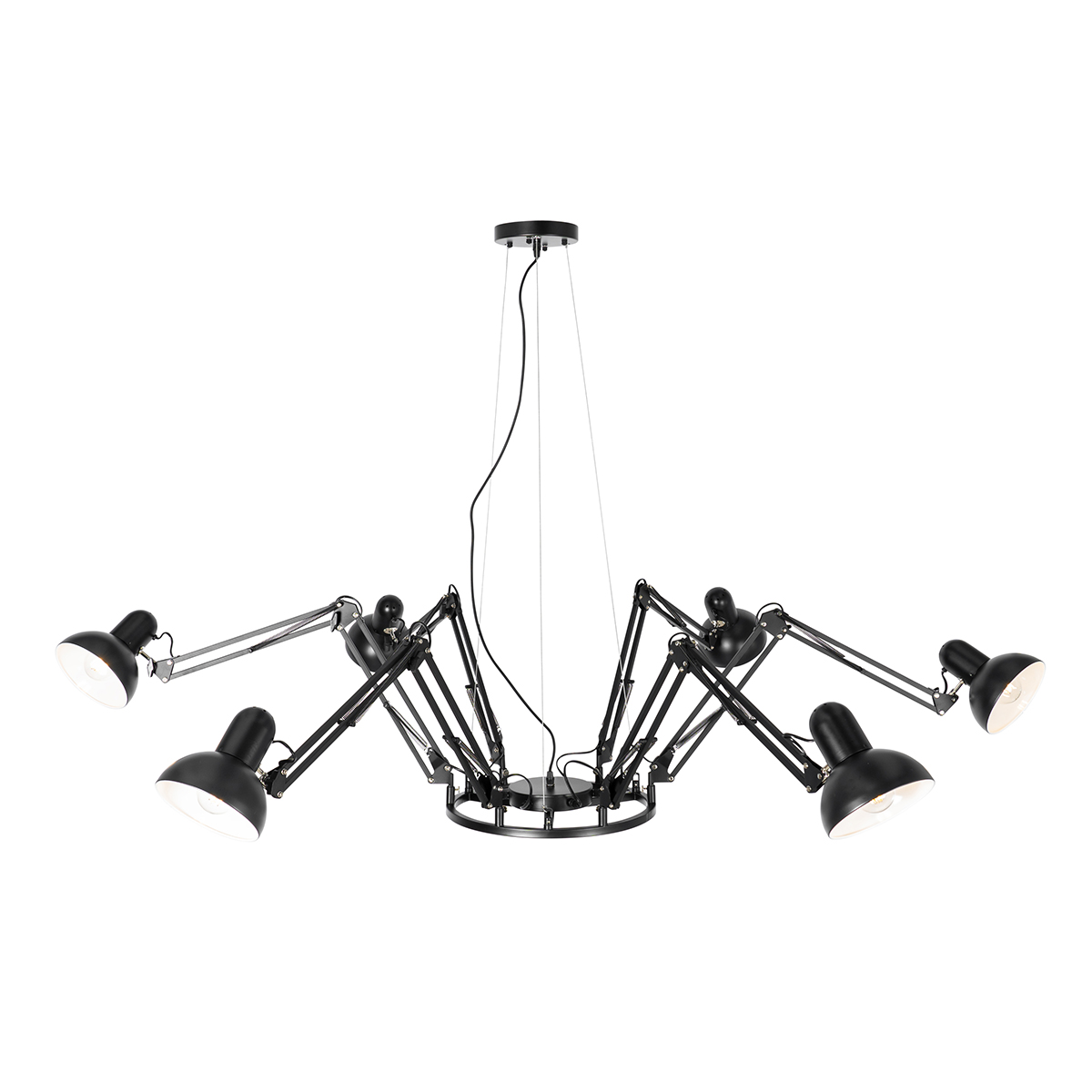 Suspension industrielle noire 6 lumières orientables - Hobby Spinne