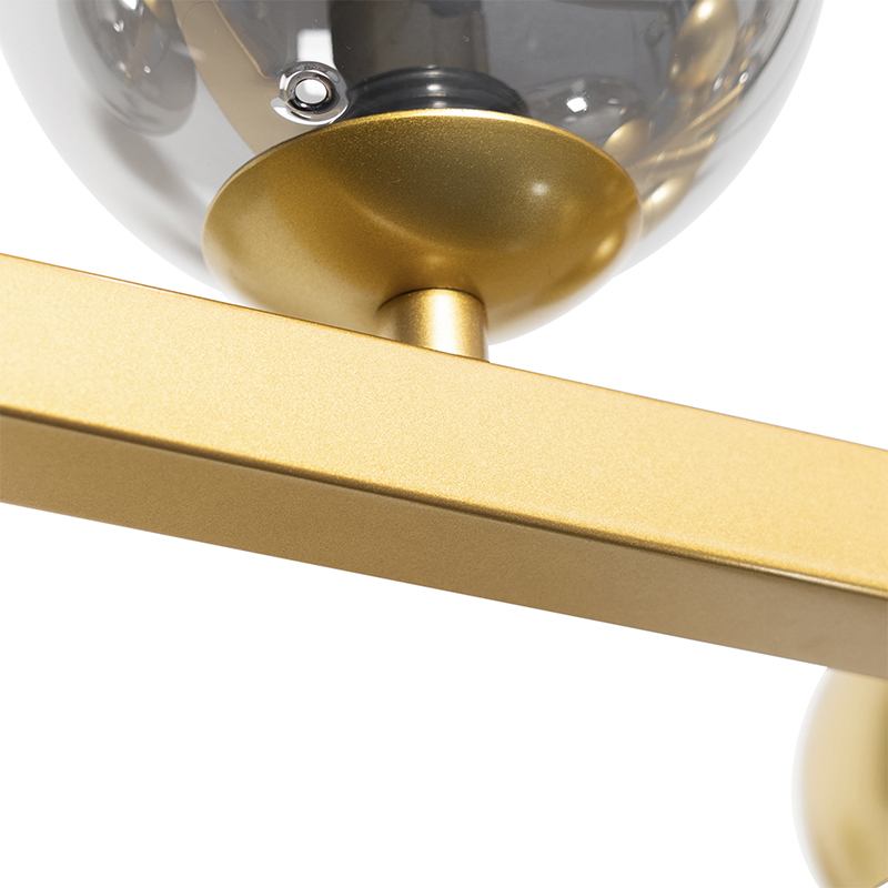 Art Deco Hängelampe Gold mit Rauchglas 8 Lichter - David