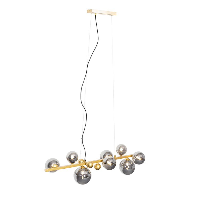 Art Deco Pendant Light Gold with Smoke Glass 8-Light - David