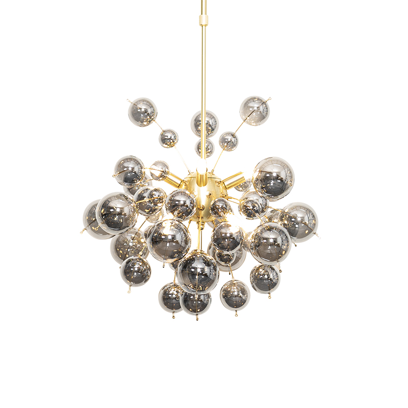 Design hanging lamp brass with smoke glass 8 lights - Explode