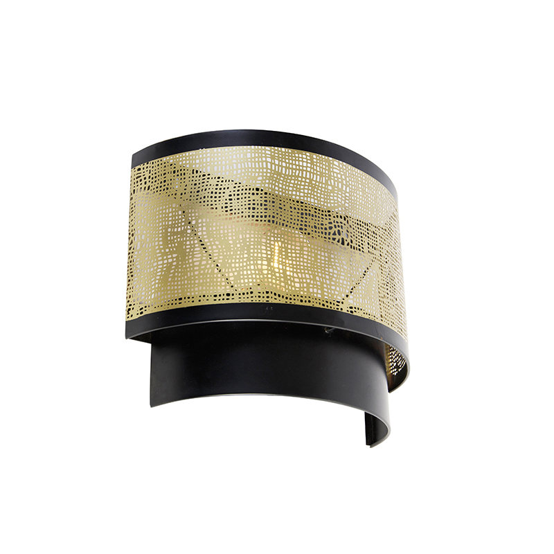 Image of Lampada da parete vintage nera con ottone 30x25 cm - Kayleigh