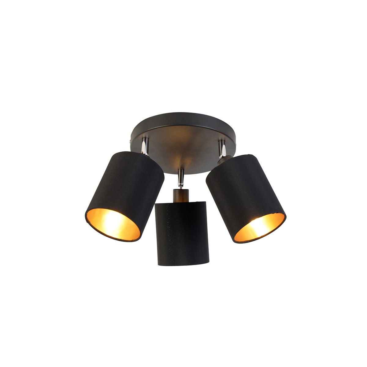Faretto moderno nero con interno dorato 3 luci - Lofty