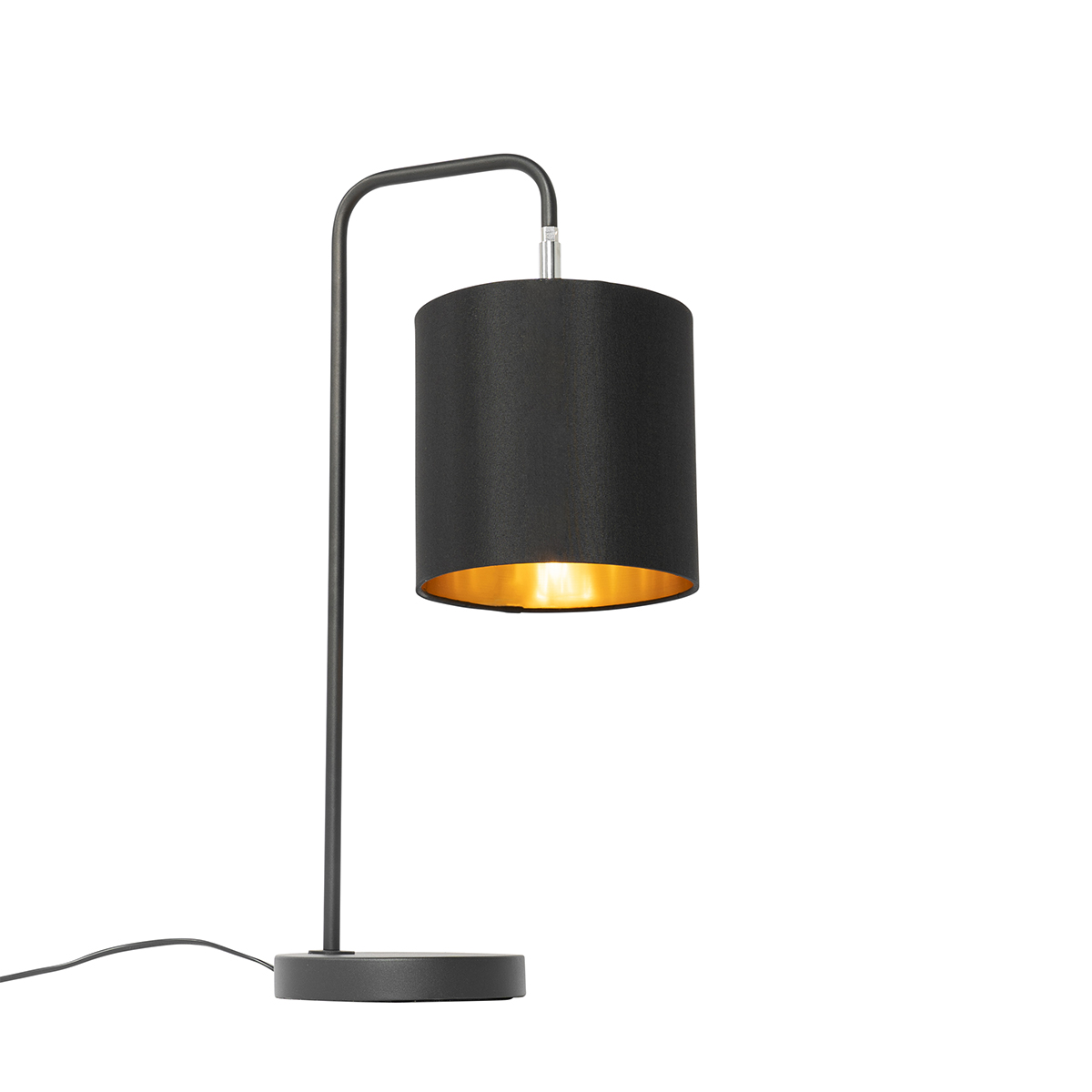 Moderná stolová lampa čierna so zlatým interiérom - Lofty