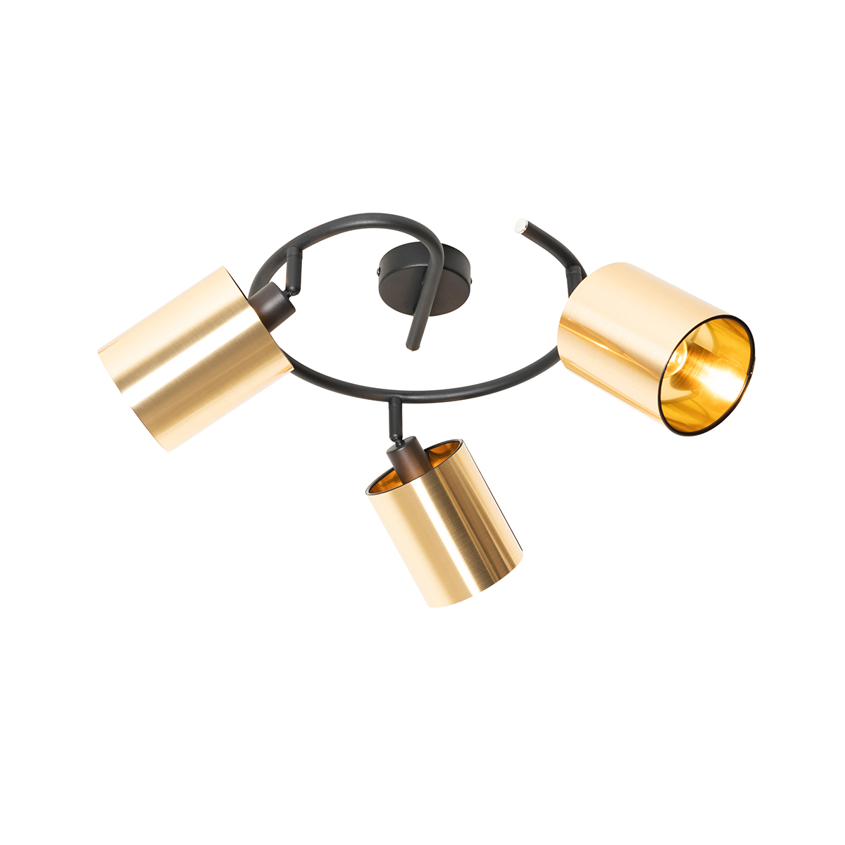 Moderné stropné svietidlo čierne a zlaté 3-svetlo - Lofty