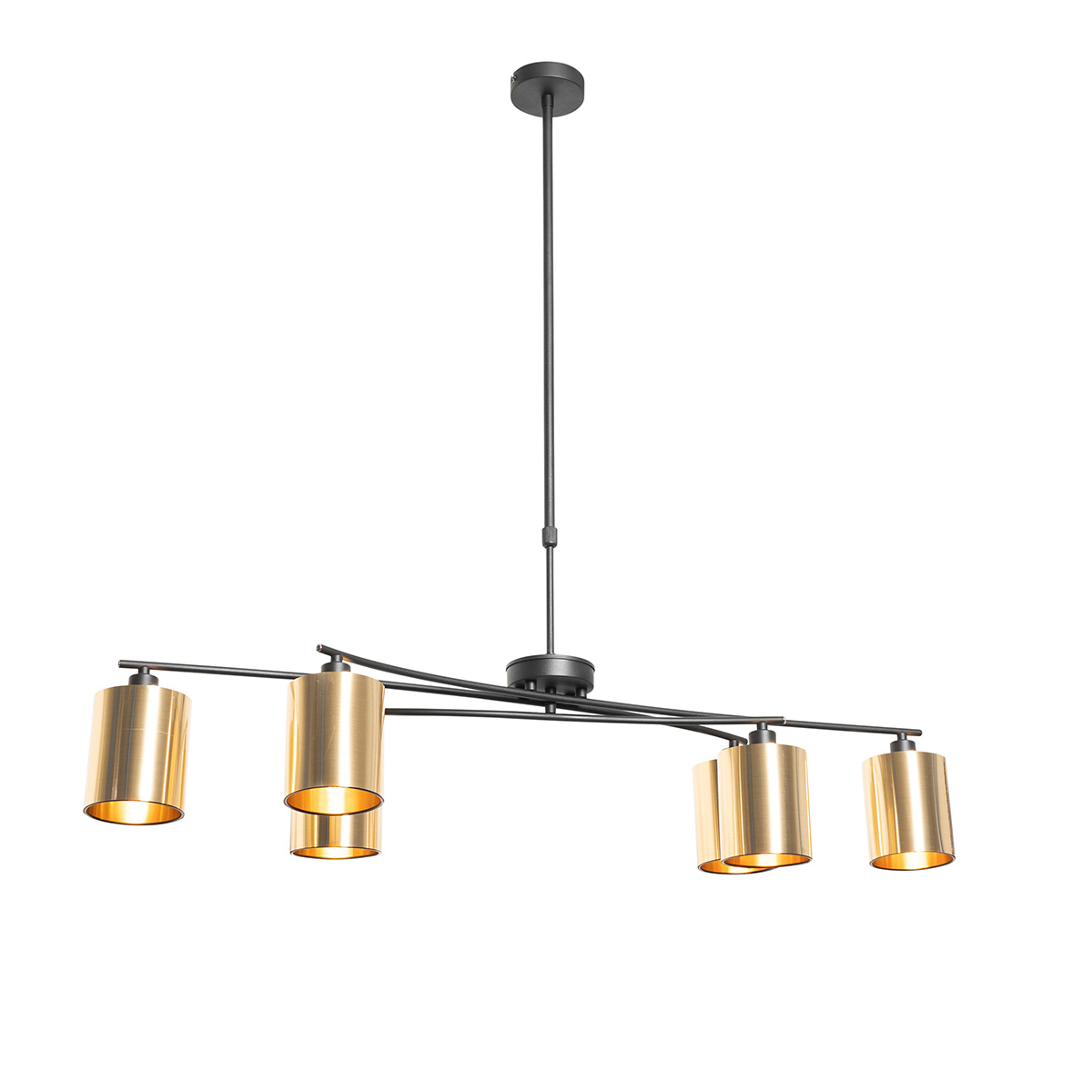Lampă suspendată modernă neagră cu auriu reglabil cu 6 lumini - Lofty