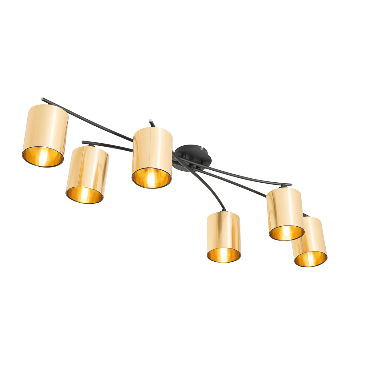 Modern Ceiling Light Black with Gold 6-Lights - Lofty