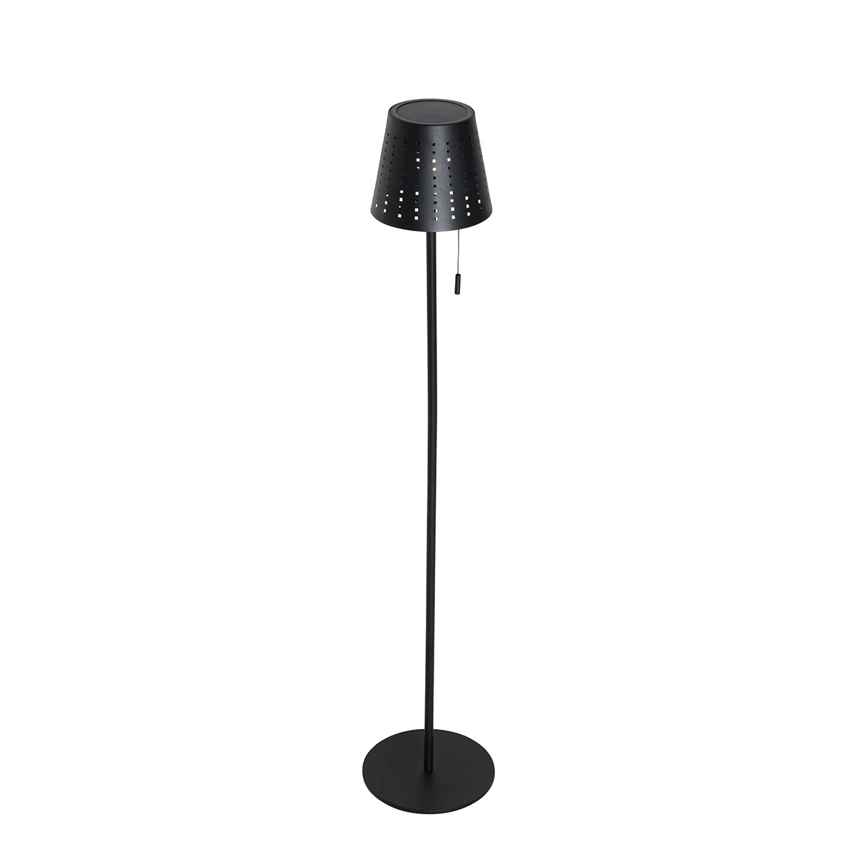 lampadaire d'extérieur noir avec led dimmable en 3 étapes sur solaire - ferre