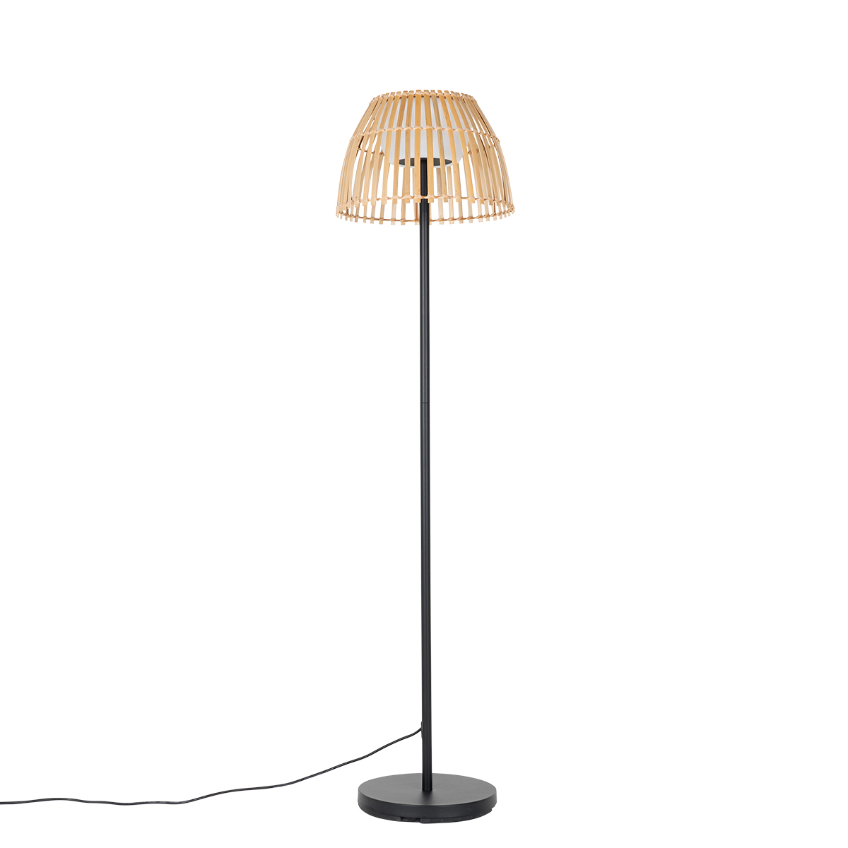 Rustic Outdoor Floor Lamp Black with Bamboo Incl. LED - Kaiser