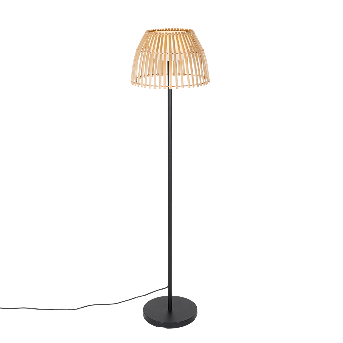 Rustic Outdoor Floor Lamp Black with Bamboo Incl. LED - Kaiser