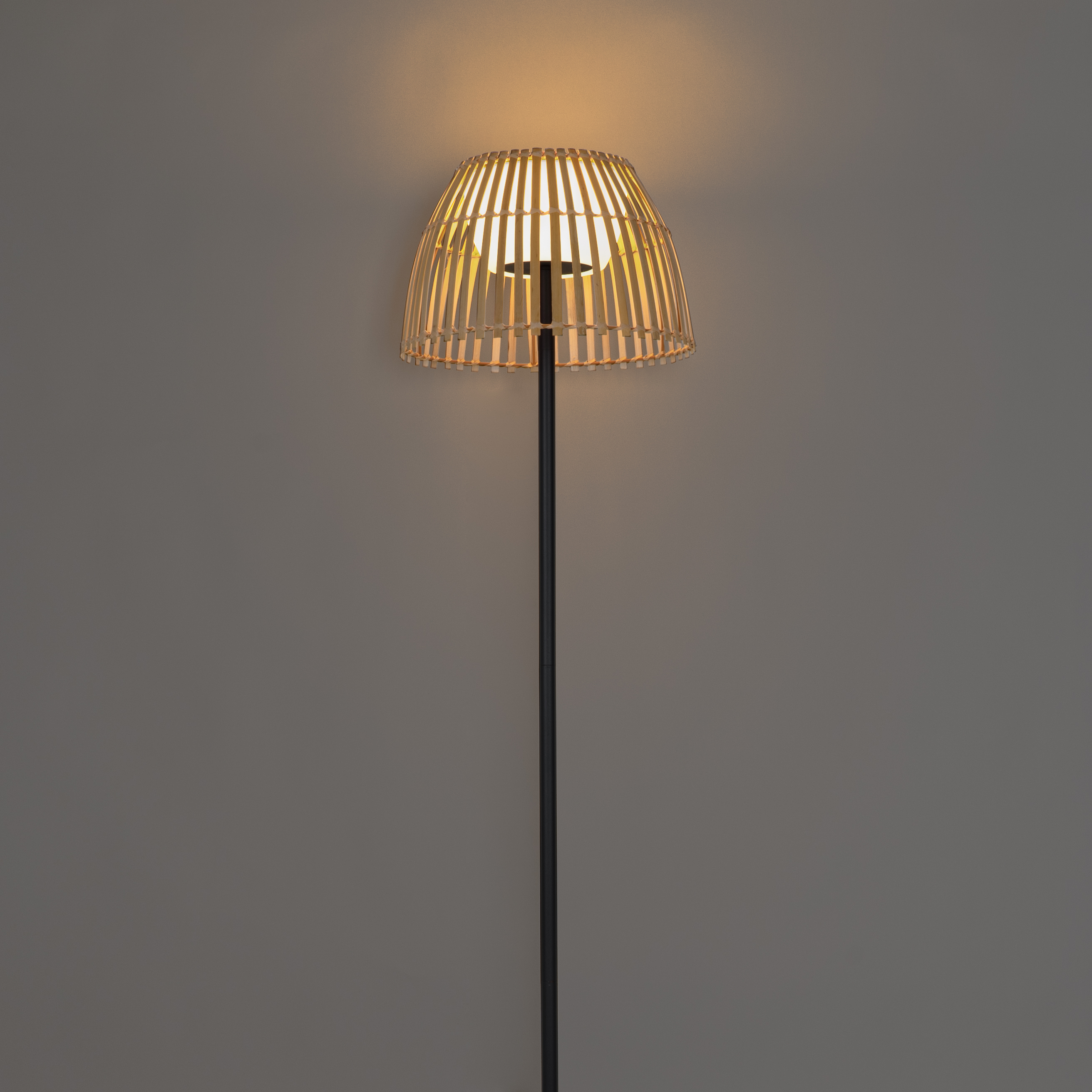 Rustic Outdoor Floor Lamp Black with Bamboo Incl. LED - Kaiser