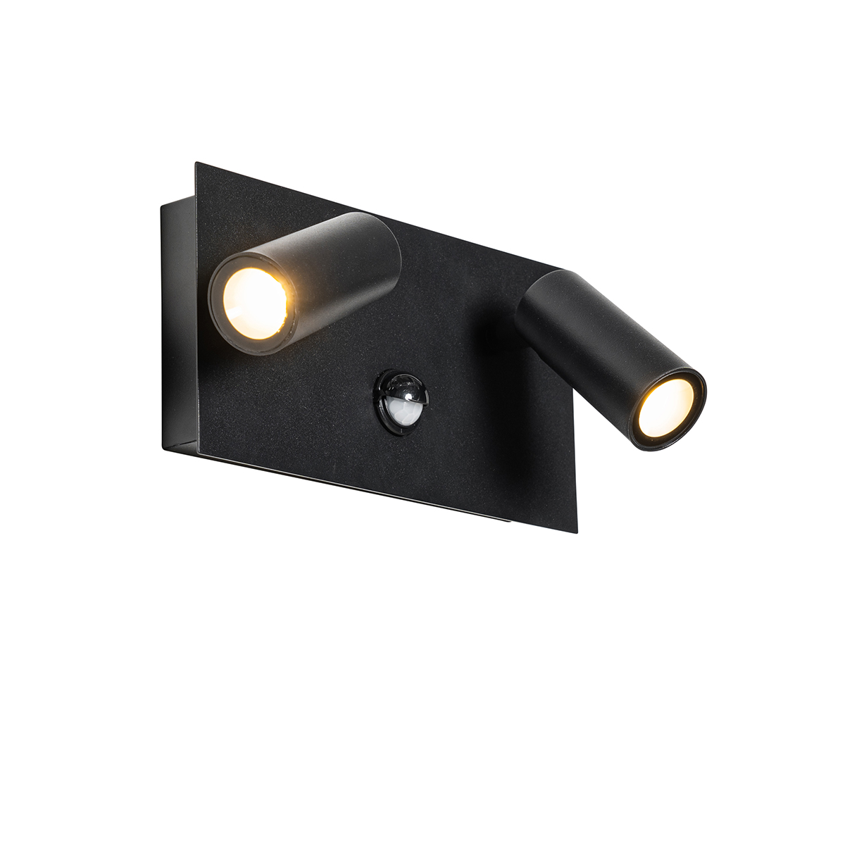 Utomhusvägglampa svart inkl LED 2-ljus rörelsesensor – Simon