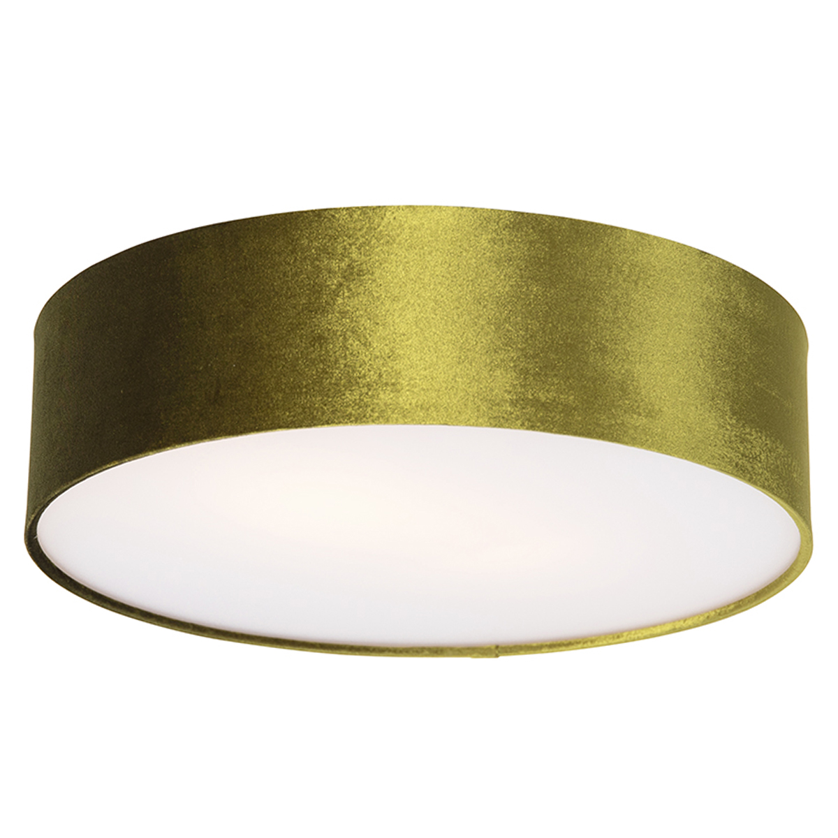 Moderne plafondlamp groen 40 cm met gouden binnenkant - Drum