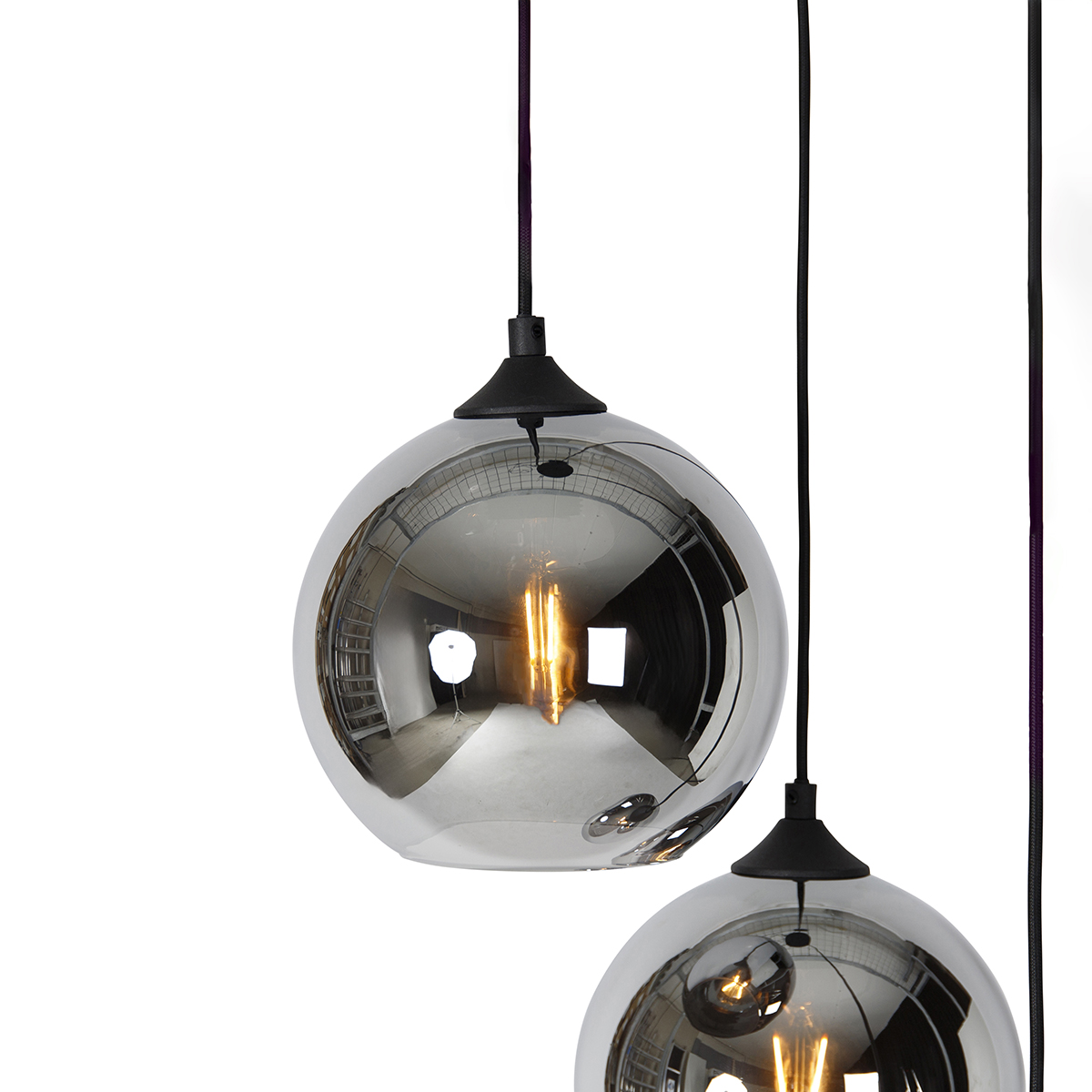 suspension art déco noire avec verre fumé 3 lumières - wallace