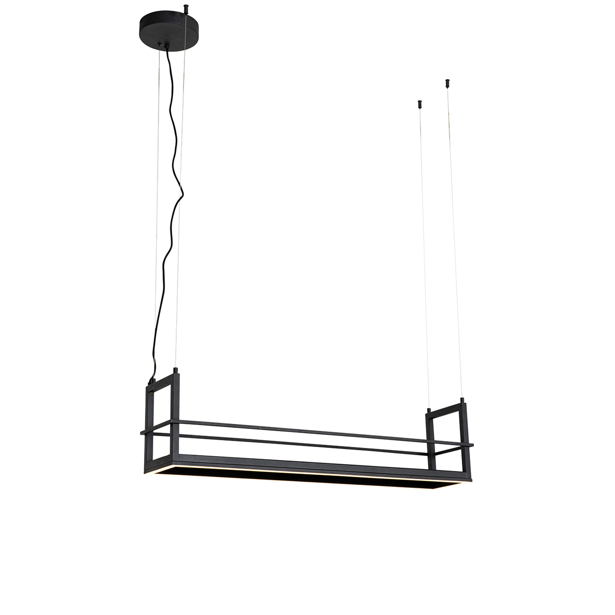 Hanglamp zwart met rek incl. LED 3-staps dimbaar - Cage Rack
