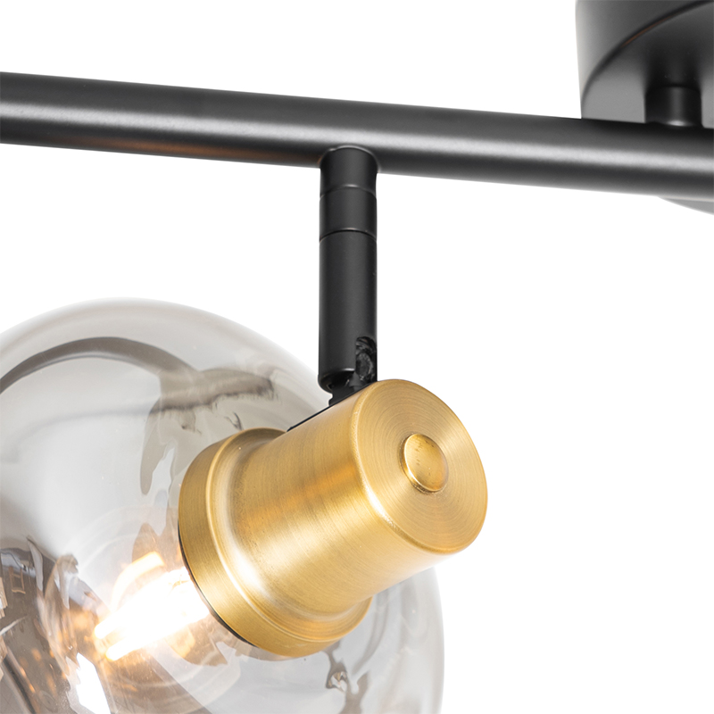 Smarter Deckenstrahler schwarz mit Gold und Rauchglas 4-Lichter inkl. 4 Wifi P45 - Zuzanna