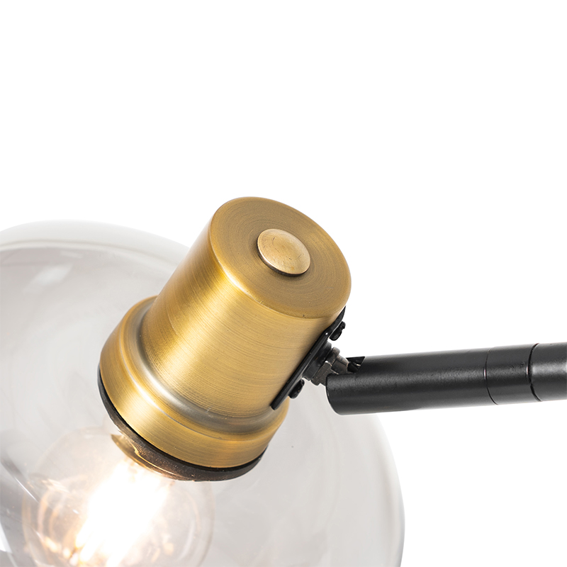 Lámpara de pie inteligente negra con cristal dorado y ahumado 3-luces incl. 3 Wifi P45 - Zuzanna